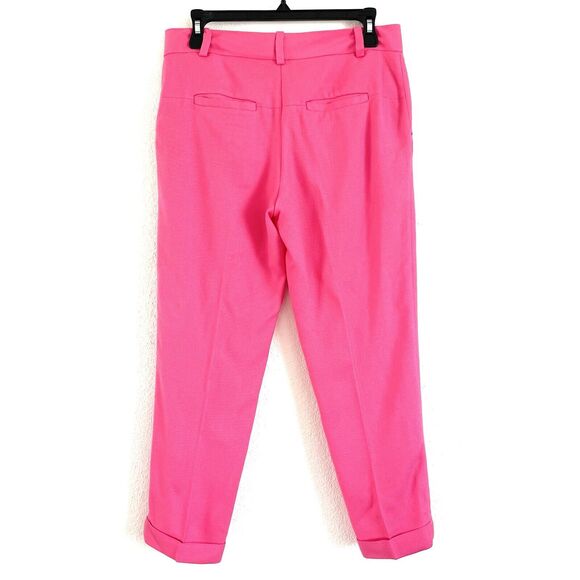 Diane Von Furstenberg Women Linen-Like Cropped Tapered Pants Trousers Pink - Picture 3 of 16